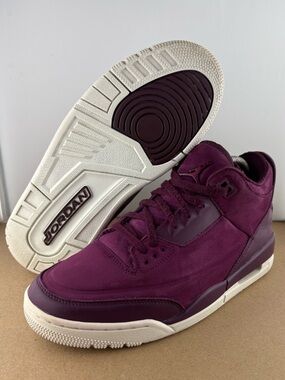 Nike Air Jordan 3 Retro Bordeaux Purple Sneakers AH7859-600 Womens Size 8.5